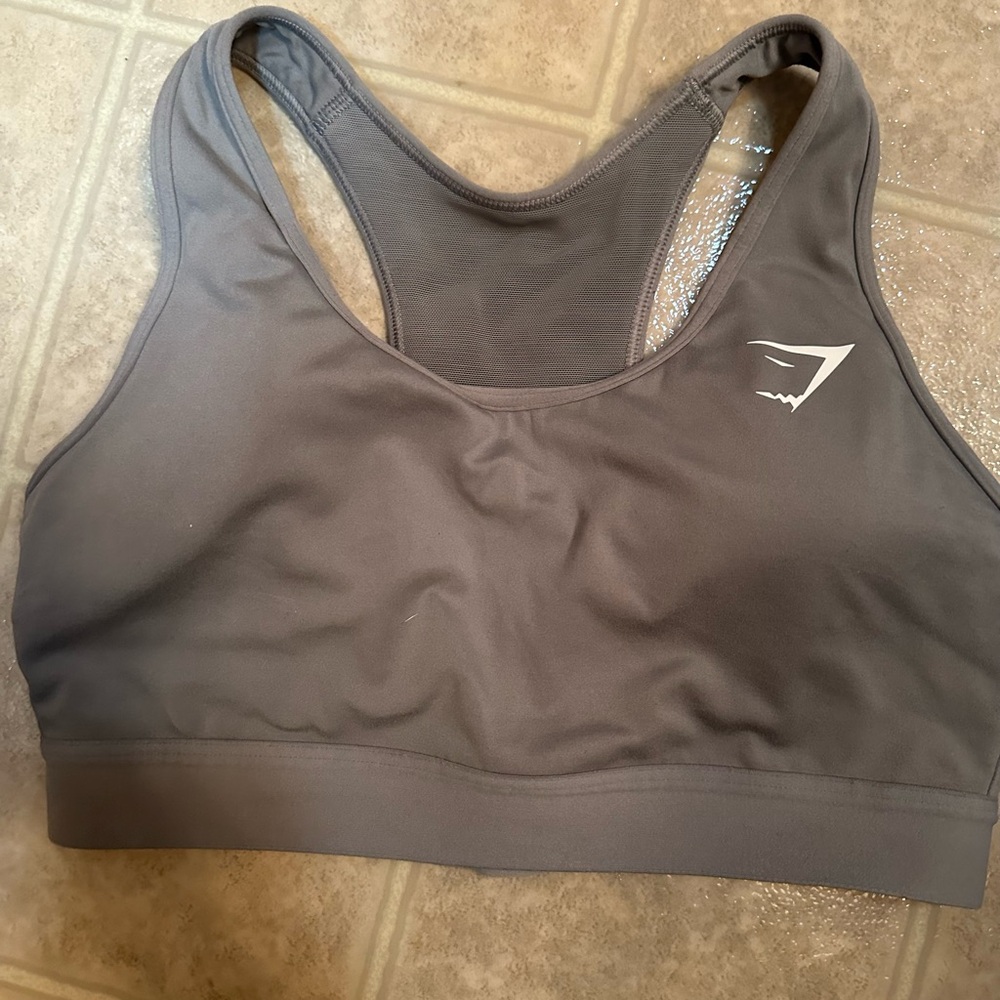 Gymshark Gray Racerback Sports Bra Moisture-Wicking